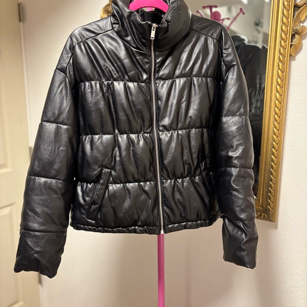 Hollister leather Puffer Jacket